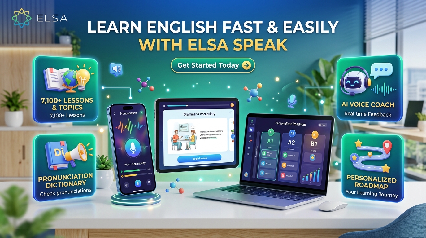 Hệ sinh thái học tập đa thiết bị và kho bài học phong phú của ELSA Pro 1 Năm