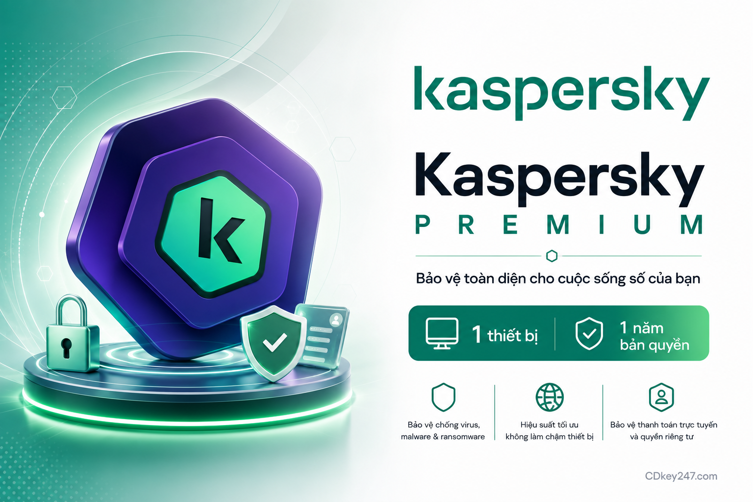 Bản quyền Kaspersky Premium chính hãng 1 thiết bị 1 năm