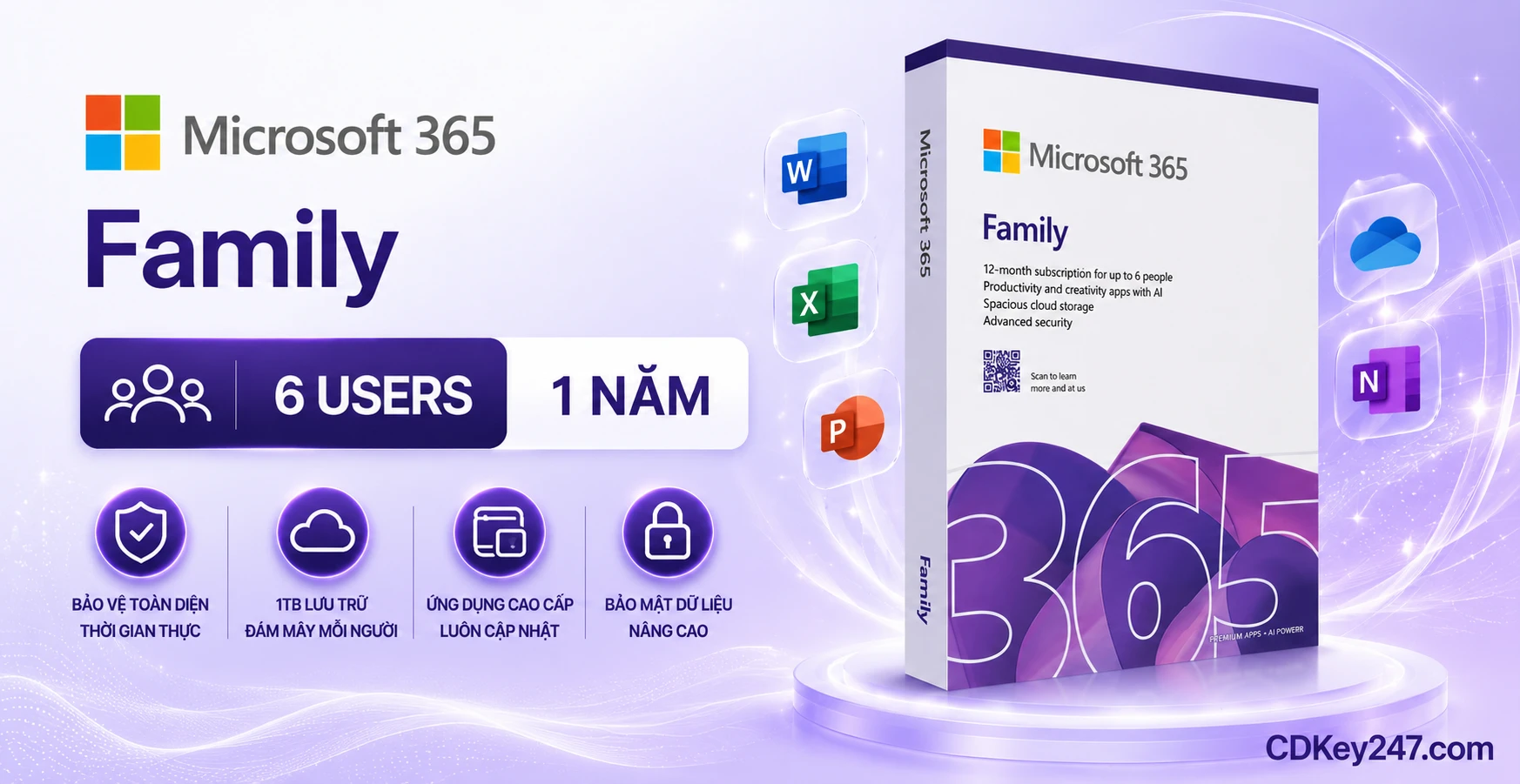 Microsoft 365 Family 1 năm (6 người dùng)